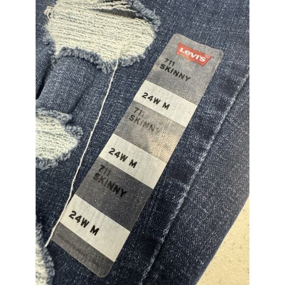 NWT Levi's 711 Women's 24W Mid Rise Slim Through Hip Thigh Skinny Blue Jeans - Picture 4 of 15